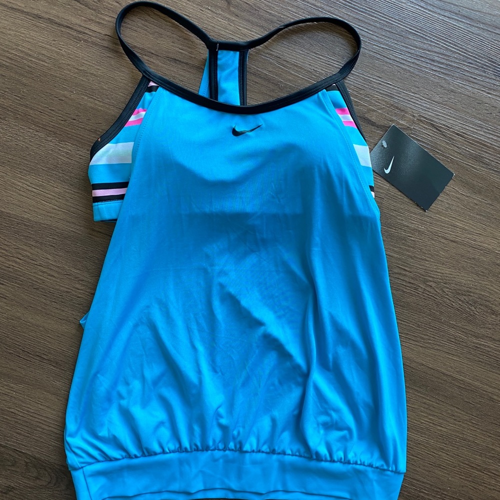 Women’s NIKE striped layered tankini top